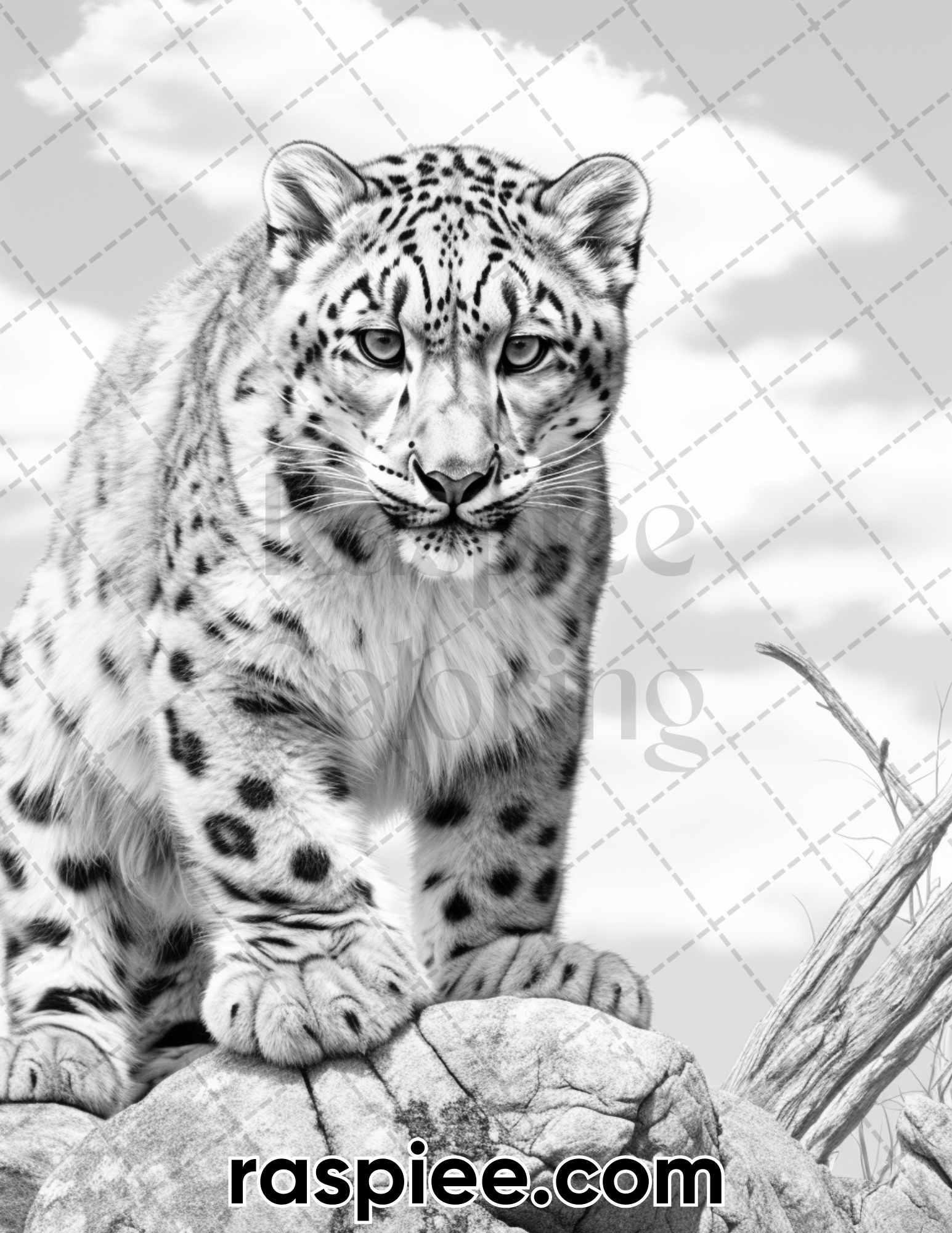 55 Wild Animals Grayscale Coloring Pages for Adults, Printable PDF Instant Download