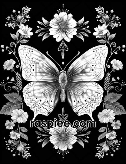 87 Spirit Animals Grayscale Adult Coloring Pages Printable PDF Instant Download