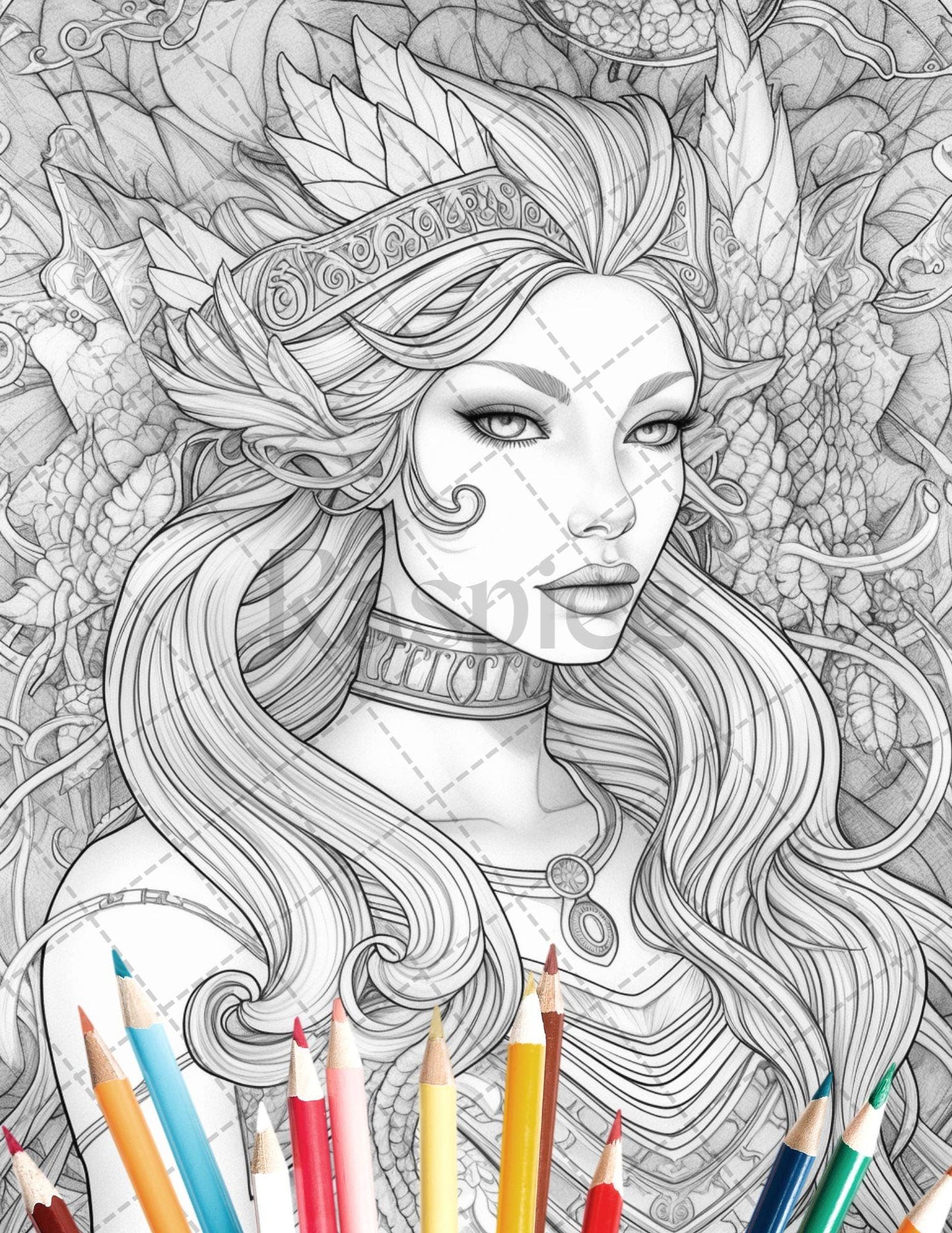 35 Beautiful Printable Elf Girls Coloring Book for Adults, Grayscale Coloring Page, PDF File Instant Download