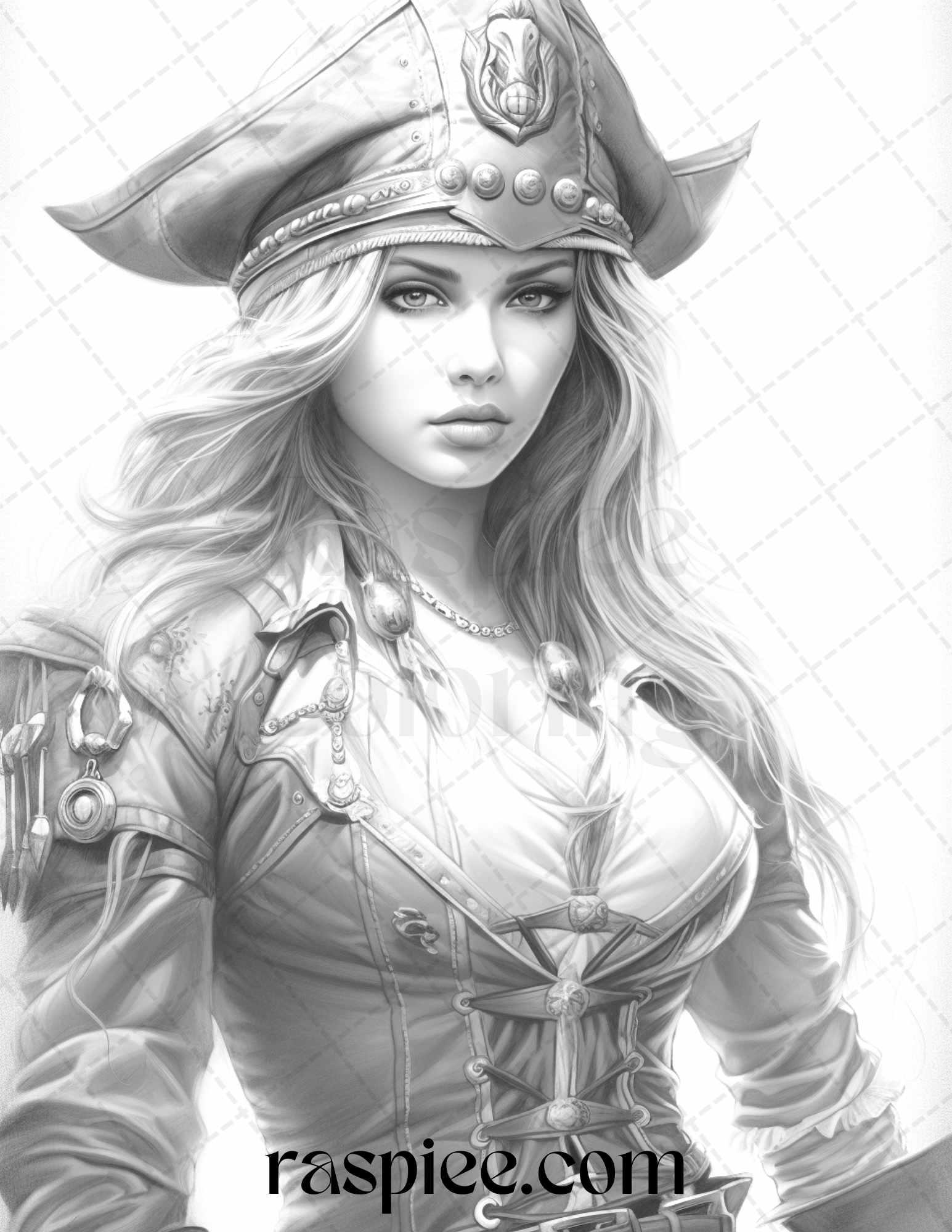 60 Pirate Life Grayscale Coloring Pages Printable for Adults, Stress Relief Coloring, PDF File Instant Download