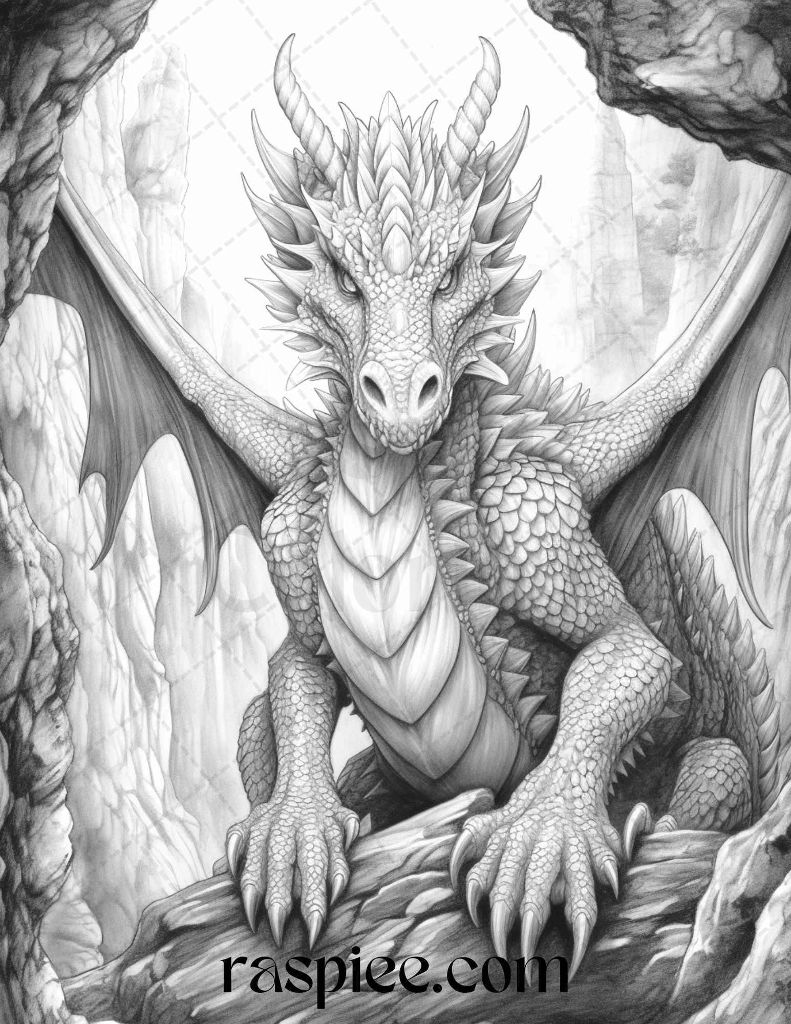 Mystical World Grayscale Coloring Pages Printable for Adults, Enchanting Fantasy Designs, PDF File Instant Download