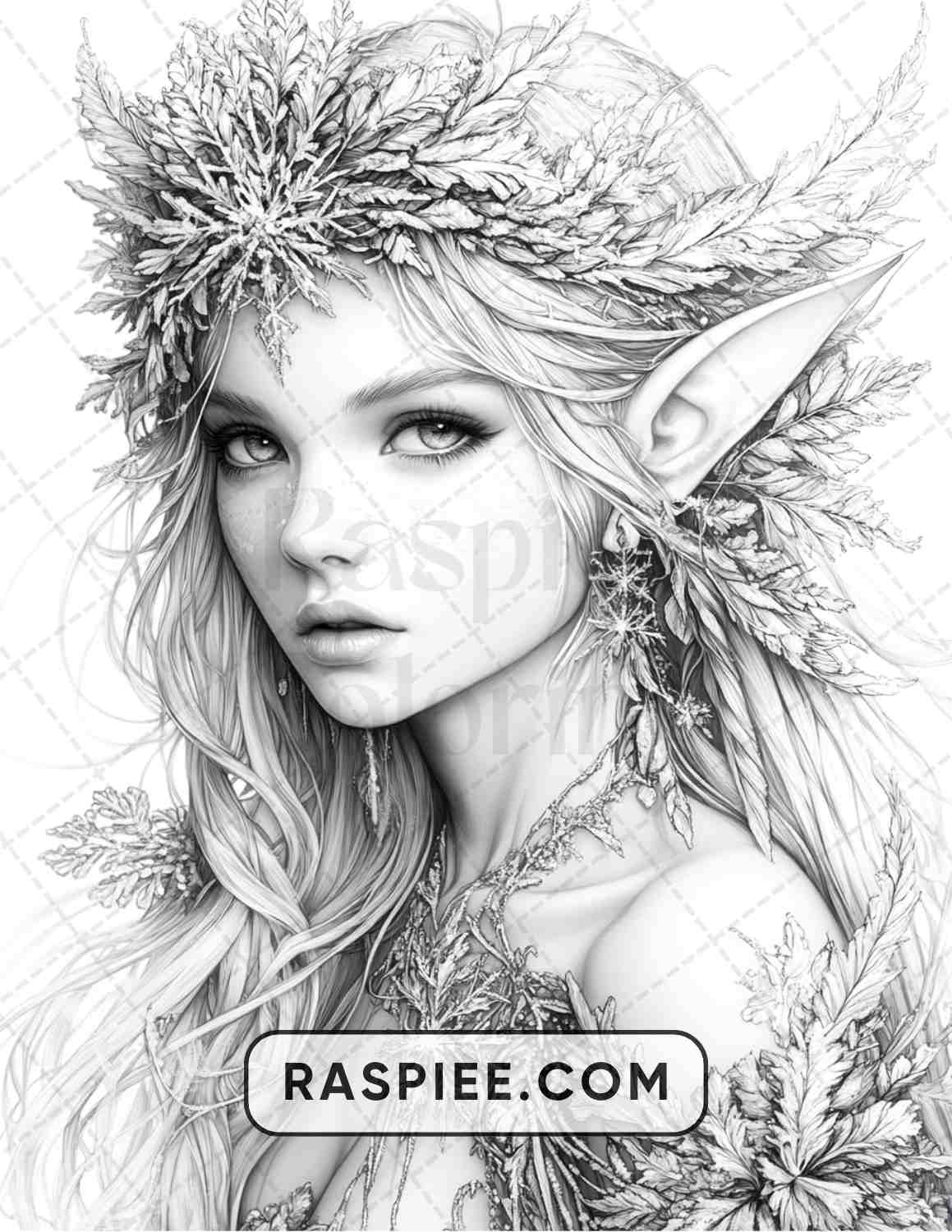 57 Winter Fairytale Portraits Adult Coloring Pages
