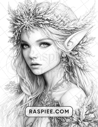 57 Winter Fairytale Portraits Adult Coloring Pages
