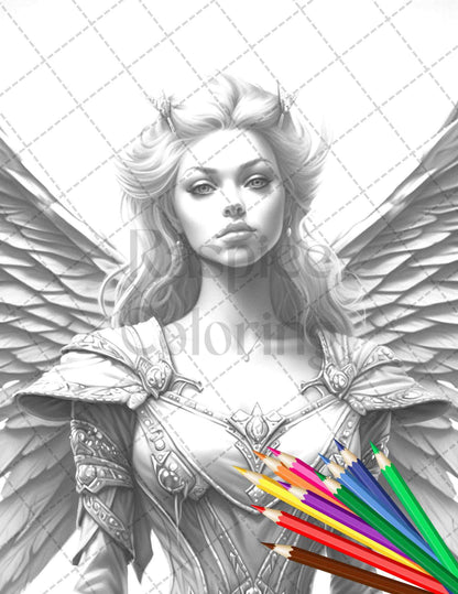 Beautiful Dark Fairy Grayscale Coloring Pages Printable for Adults, PDF File Instant Download