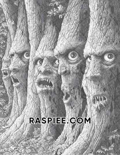 Halloween Surreal Adult Coloring Pages Printable PDF Instant Download