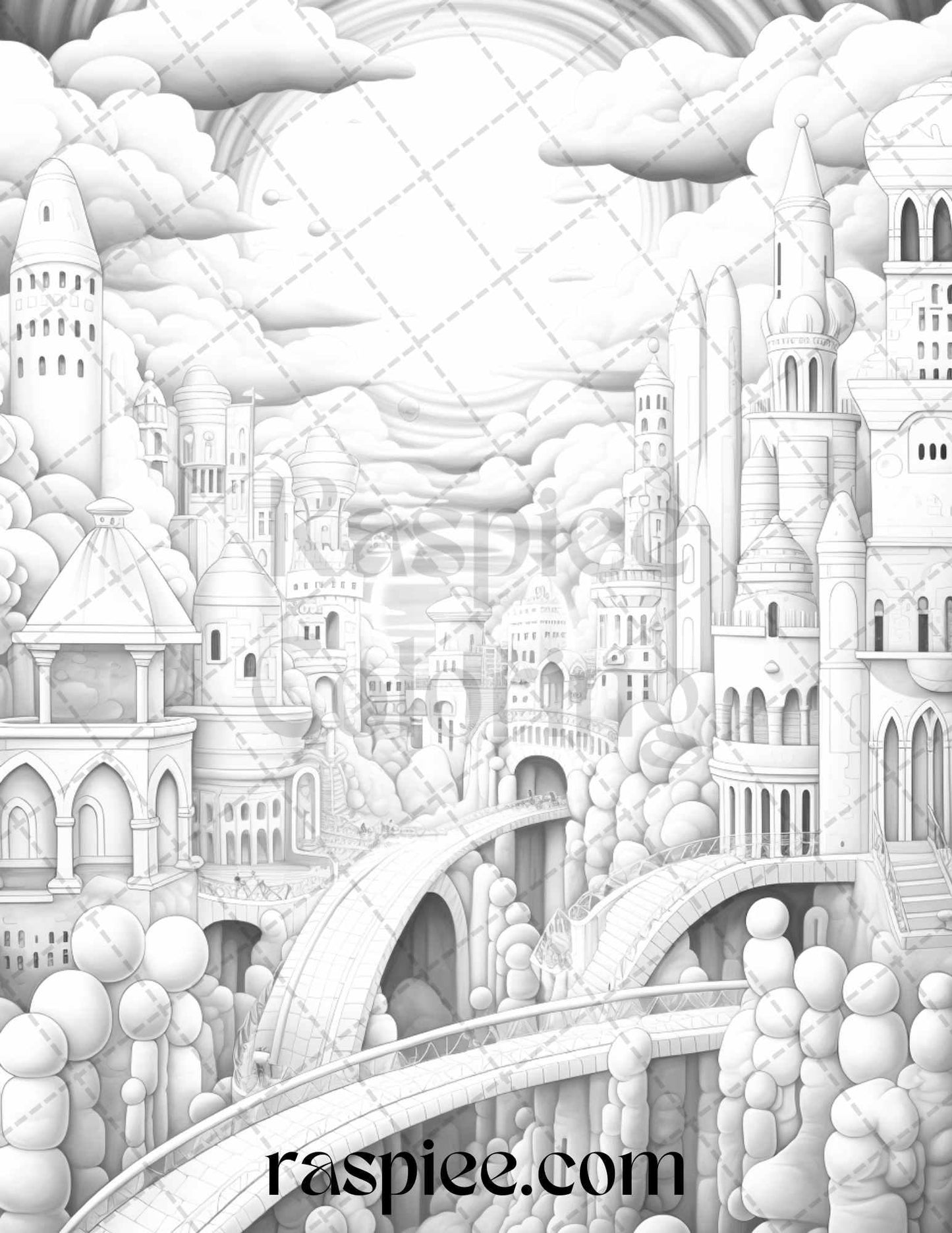 60 Enchanting Surrealism Grayscale Coloring Pages Printable for Adults, PDF File Instant Download