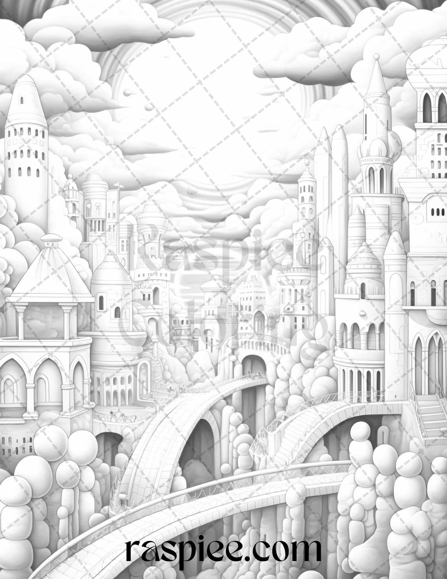 60 Enchanting Surrealism Grayscale Coloring Pages Printable for Adults, PDF File Instant Download