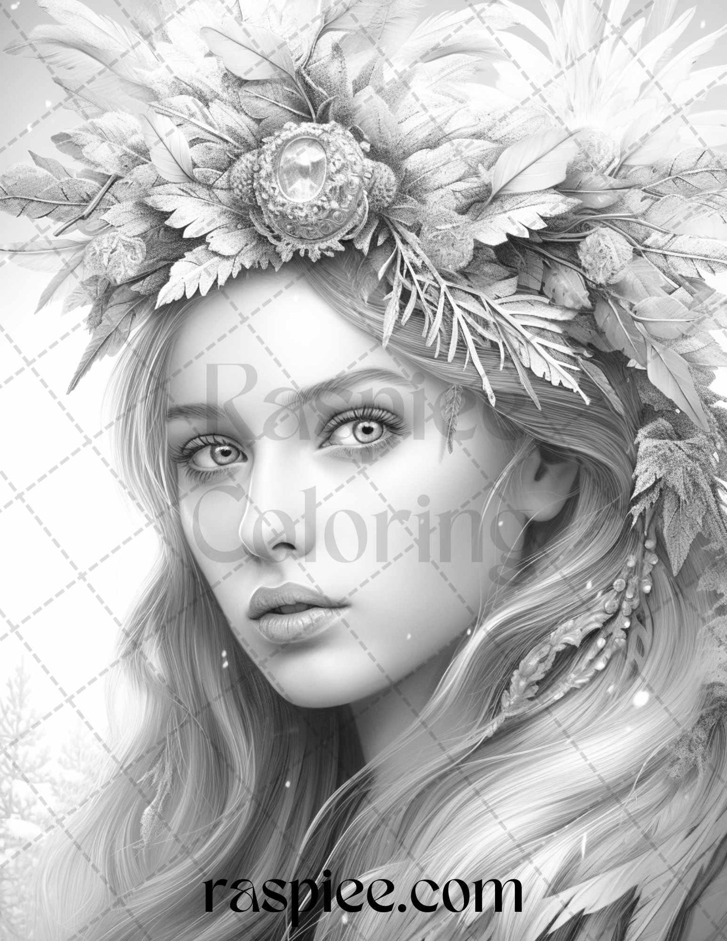 50 Winter Fairy Grayscale Coloring Pages Printable for Adults, PDF File Instant Download