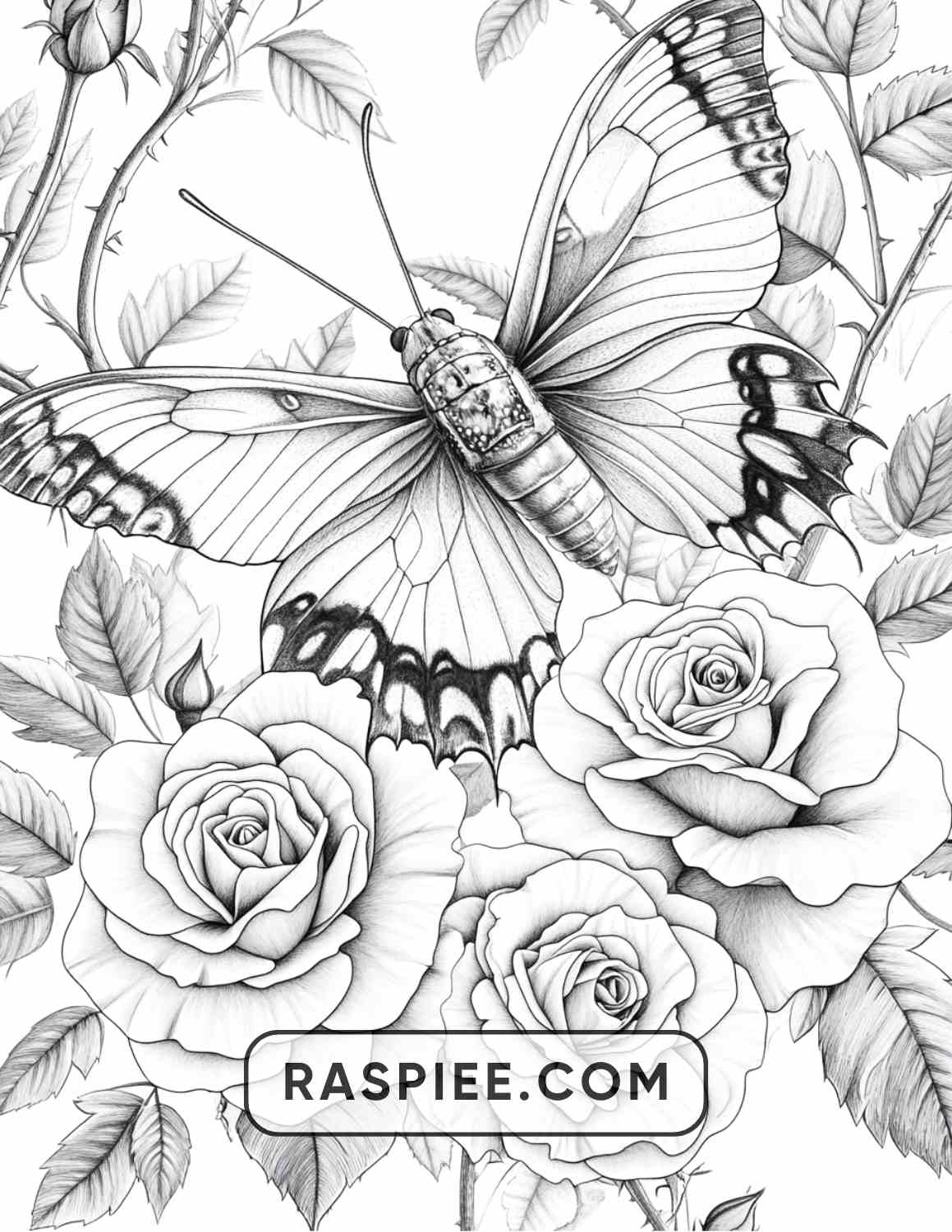 Insects and Flowers Adult Coloring Pages