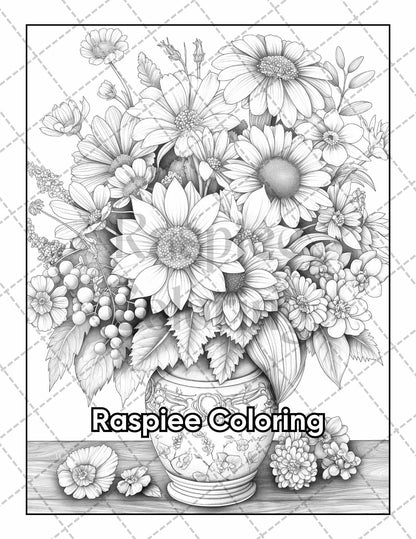 101 Tranquil Blooms Adult Coloring Pages Printable PDF Instant Download