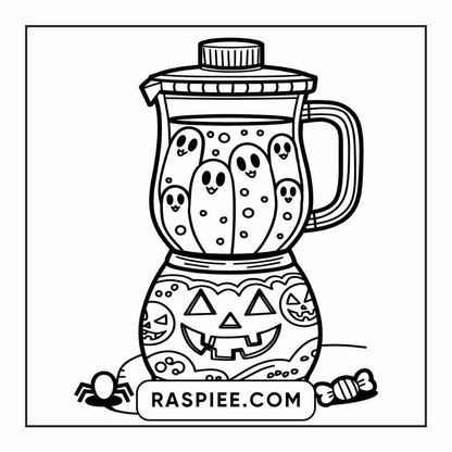 100 Bold Easy Spooky Food & Drinks Coloring Pages Printable PDF Instant Download