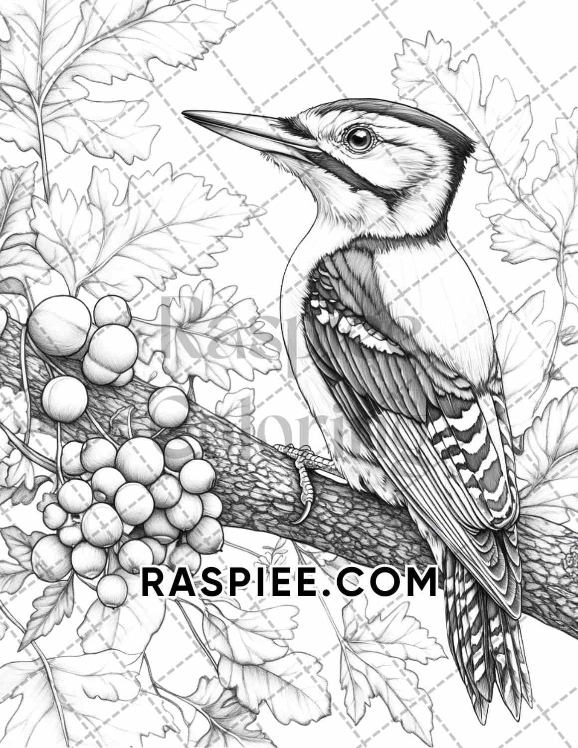 Flowers and Birds Adult Coloring Pages Printable PDF Instant Download