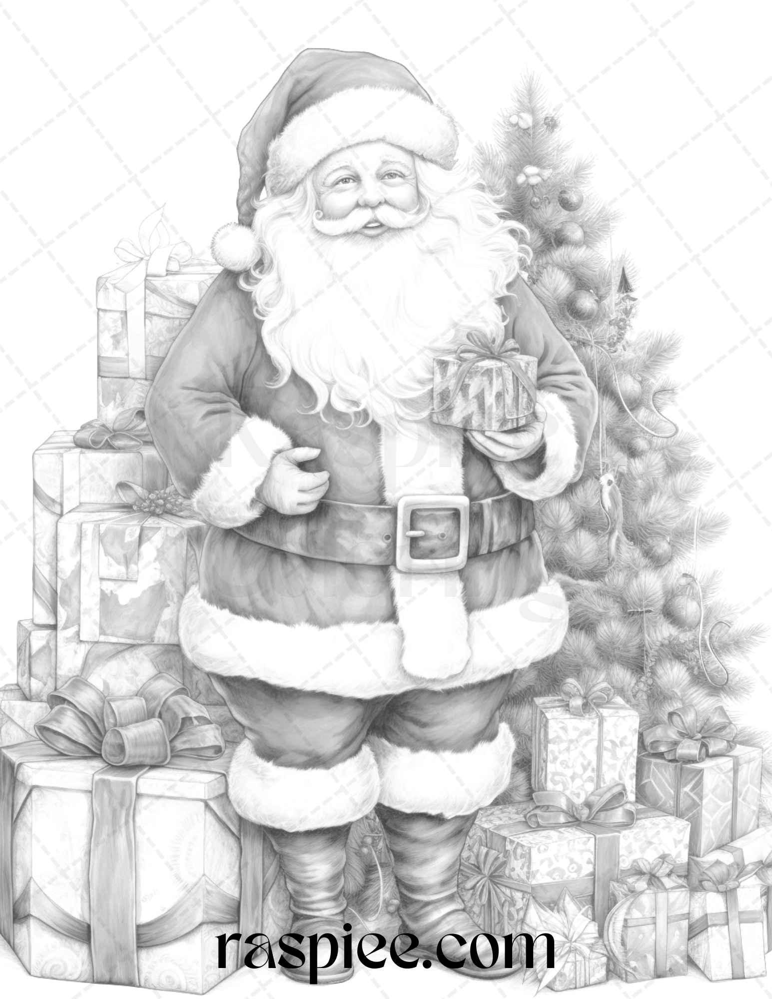 90 Merry Christmas Grayscale Coloring Pages Printable for Adults, PDF File Instant Download
