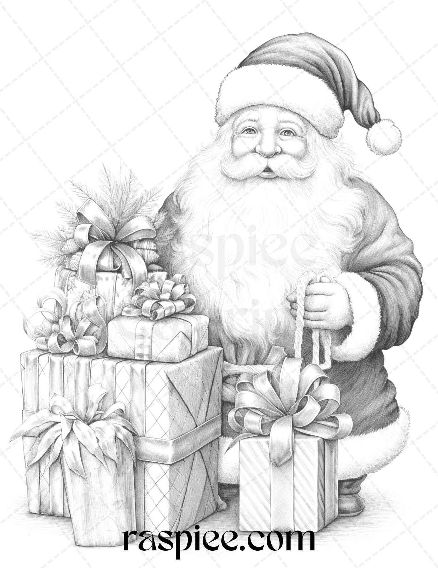 90 Merry Christmas Grayscale Coloring Pages Printable for Adults, PDF File Instant Download