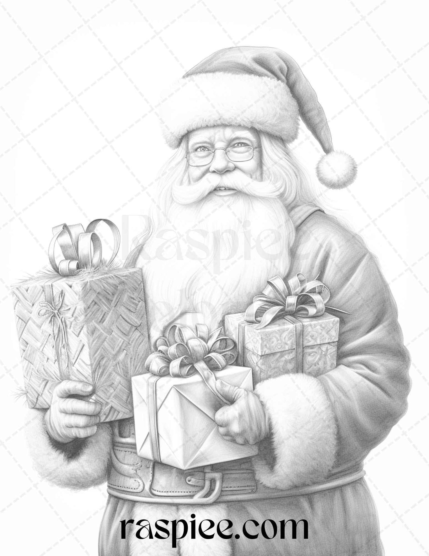90 Merry Christmas Grayscale Coloring Pages Printable for Adults, PDF File Instant Download