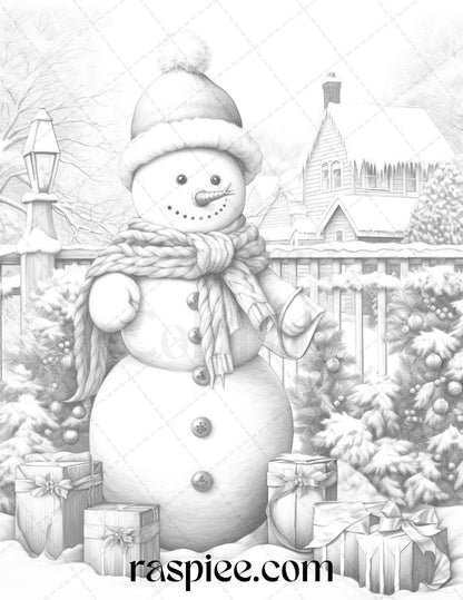 90 Merry Christmas Grayscale Coloring Pages Printable for Adults, PDF File Instant Download
