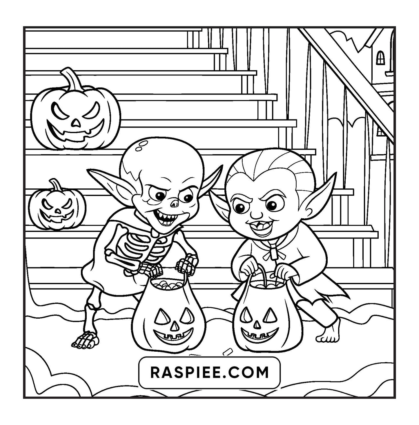 85 Bold and Easy Creepy Friends Halloween Coloring Pages