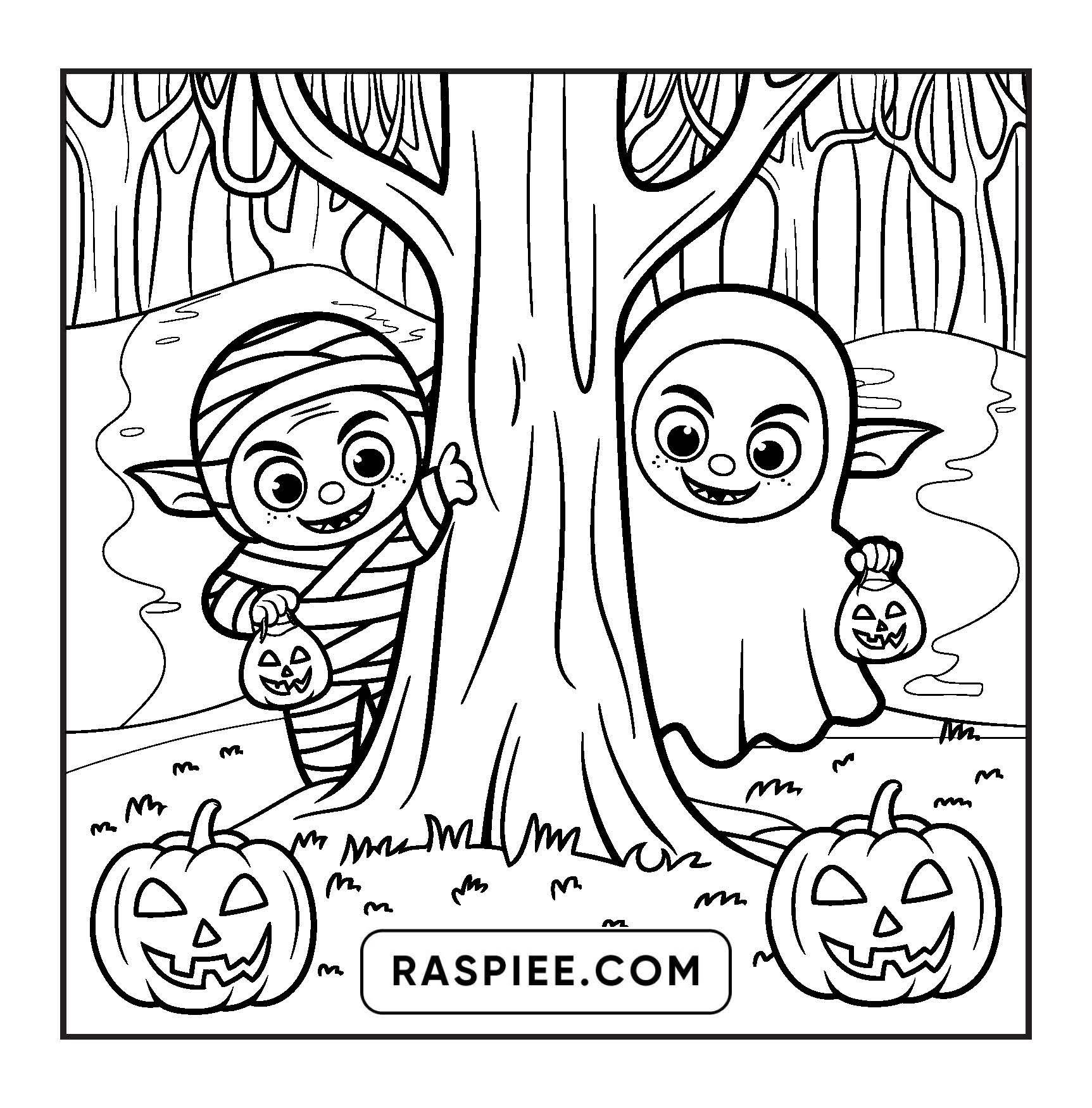 85 Bold and Easy Creepy Friends Halloween Coloring Pages