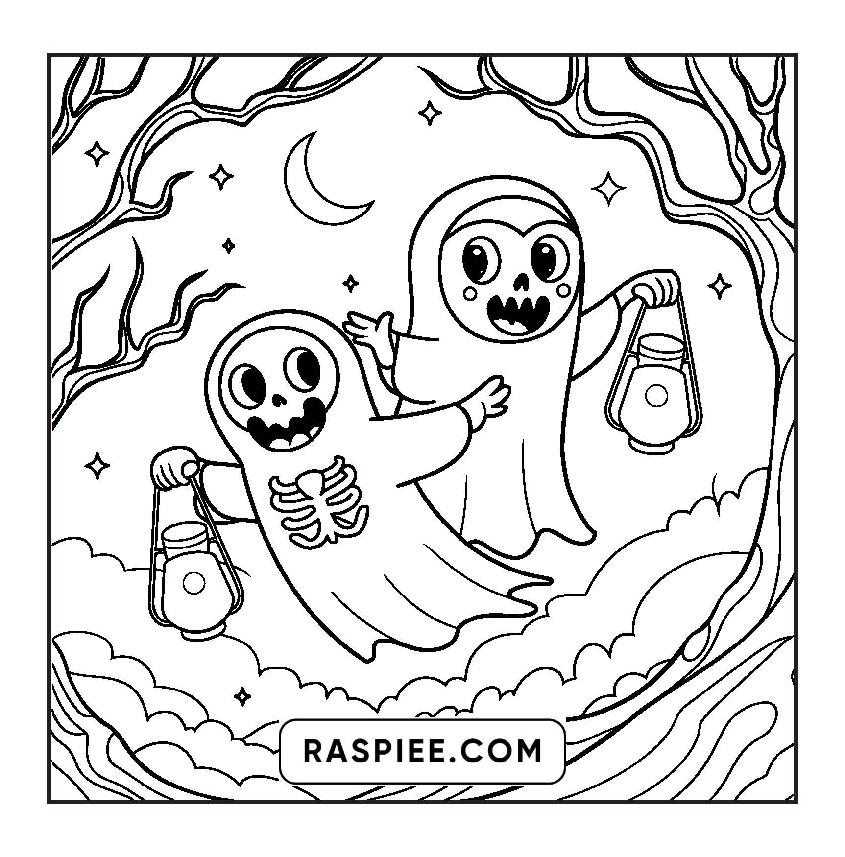 85 Bold and Easy Creepy Friends Halloween Coloring Pages