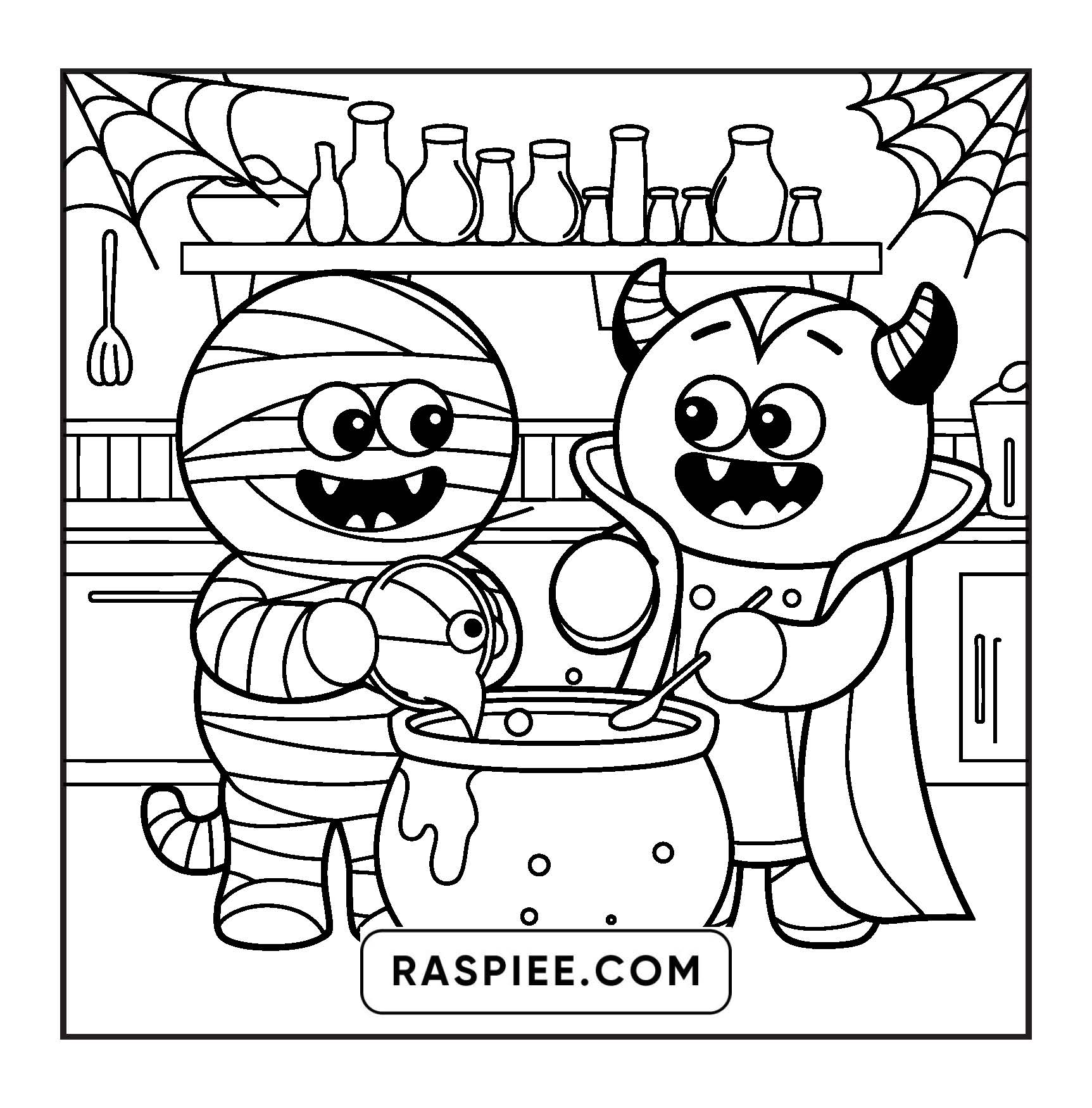 85 Bold and Easy Creepy Friends Halloween Coloring Pages