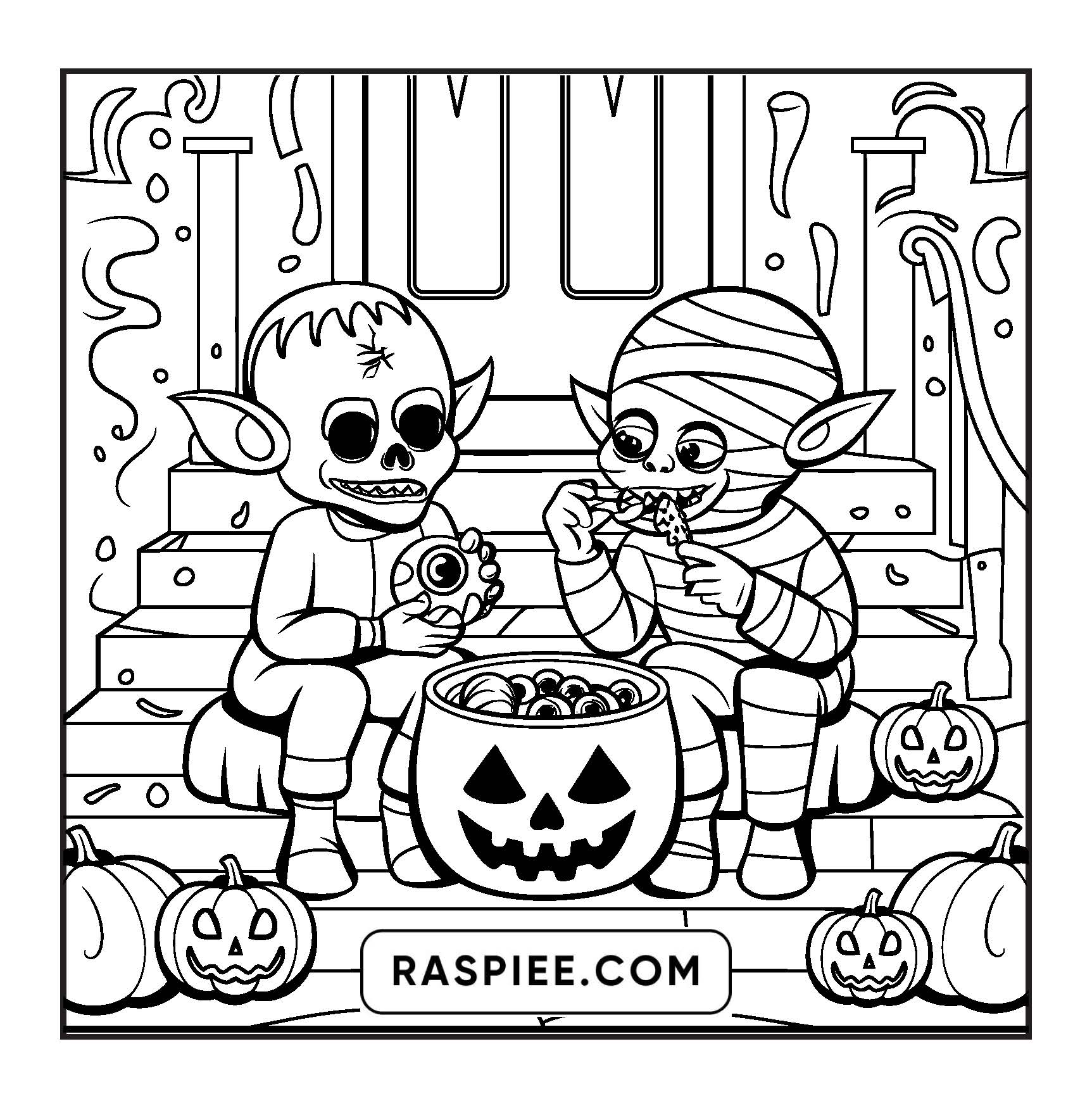 85 Bold and Easy Creepy Friends Halloween Coloring Pages