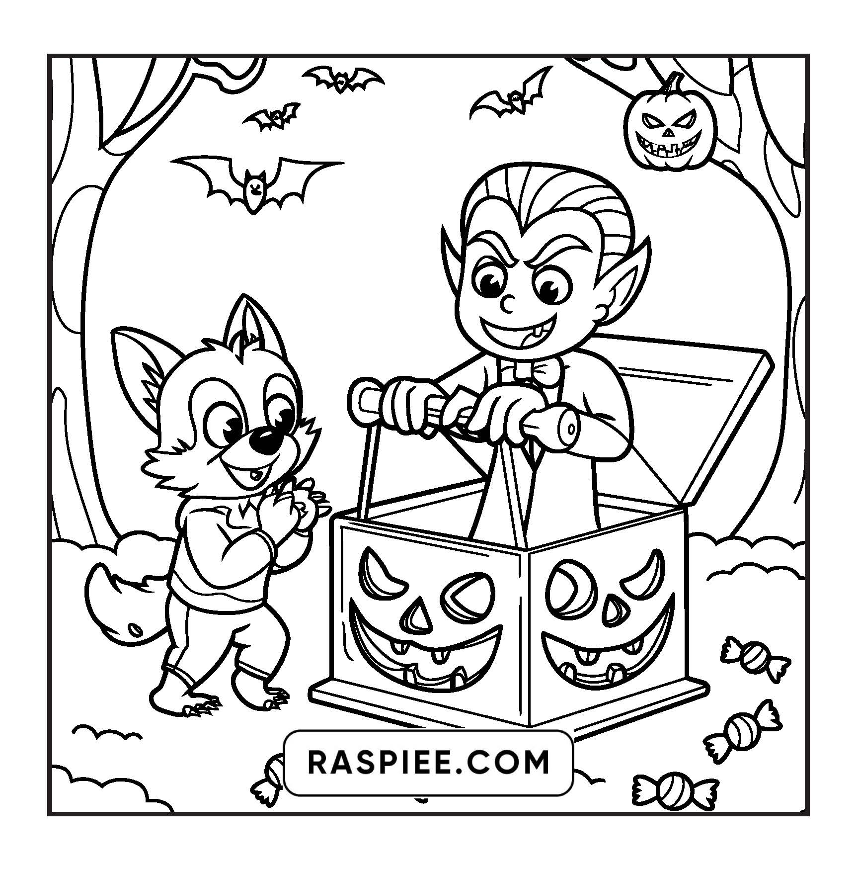 85 Bold and Easy Creepy Friends Halloween Coloring Pages