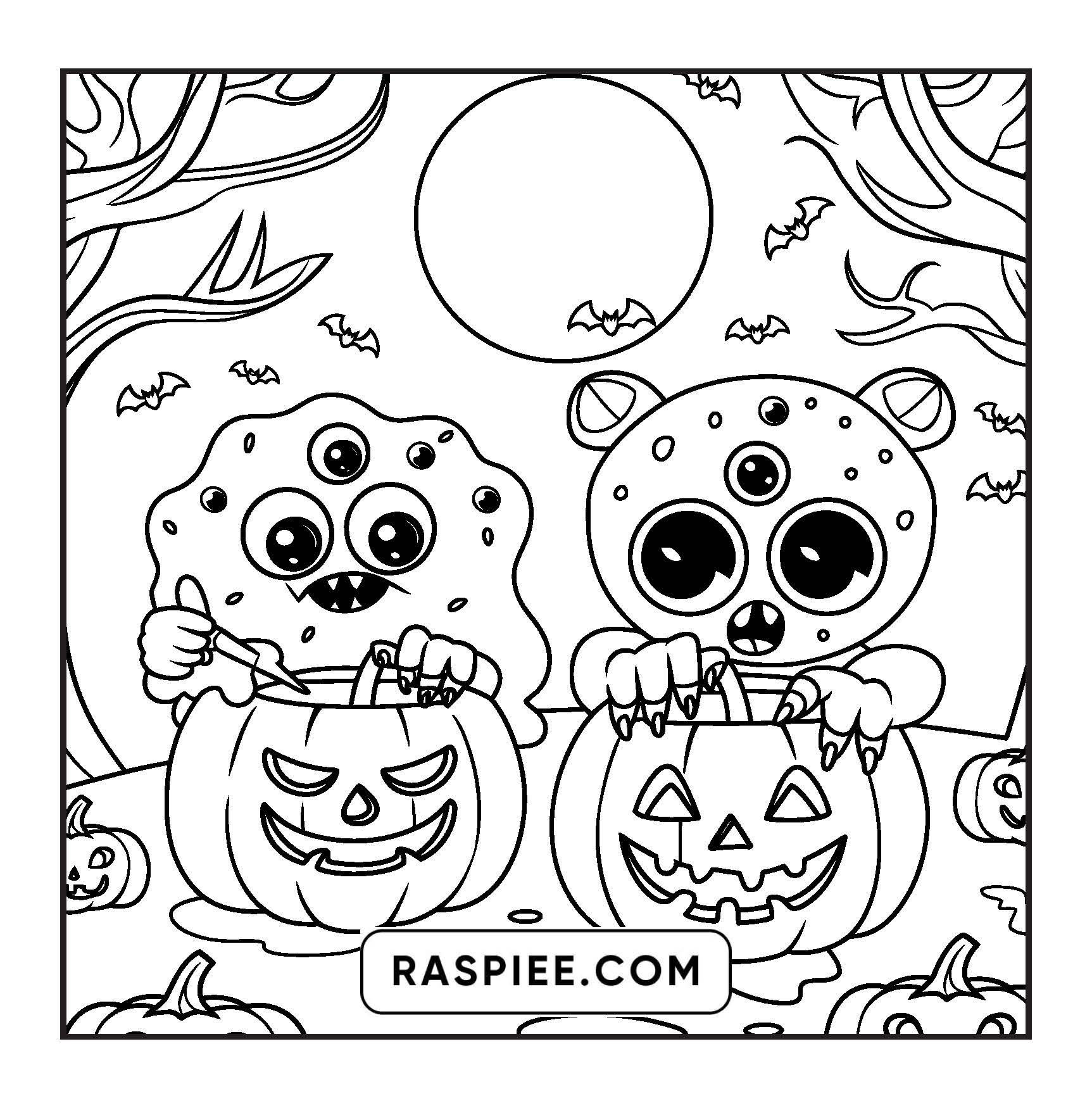 85 Bold and Easy Creepy Friends Halloween Coloring Pages