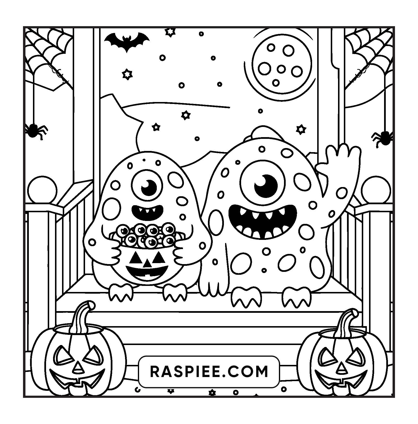 85 Bold and Easy Creepy Friends Halloween Coloring Pages