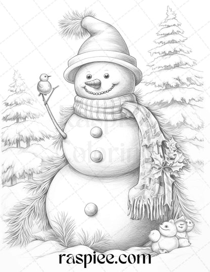 90 Merry Christmas Grayscale Coloring Pages Printable for Adults, PDF File Instant Download