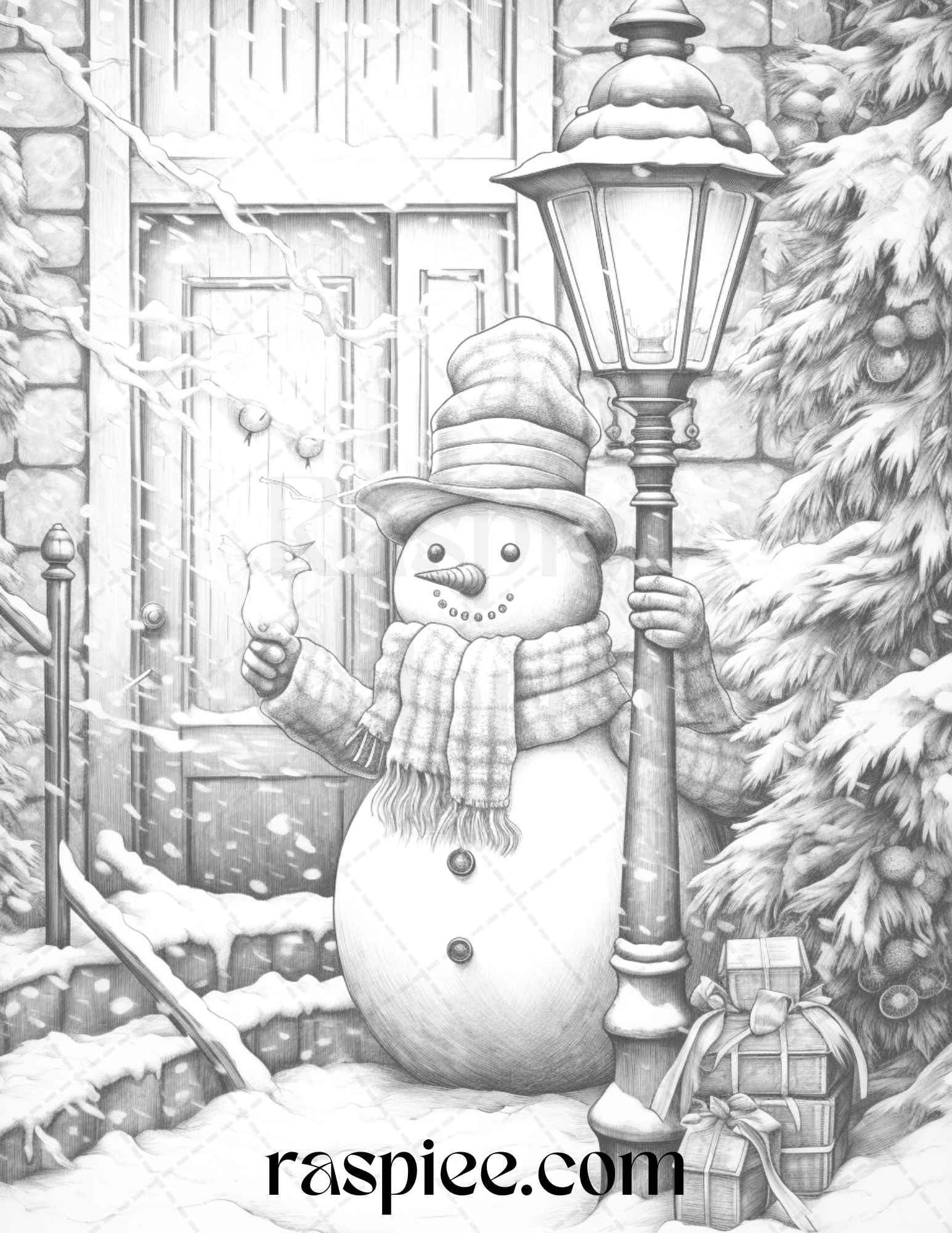 90 Merry Christmas Grayscale Coloring Pages Printable for Adults, PDF File Instant Download