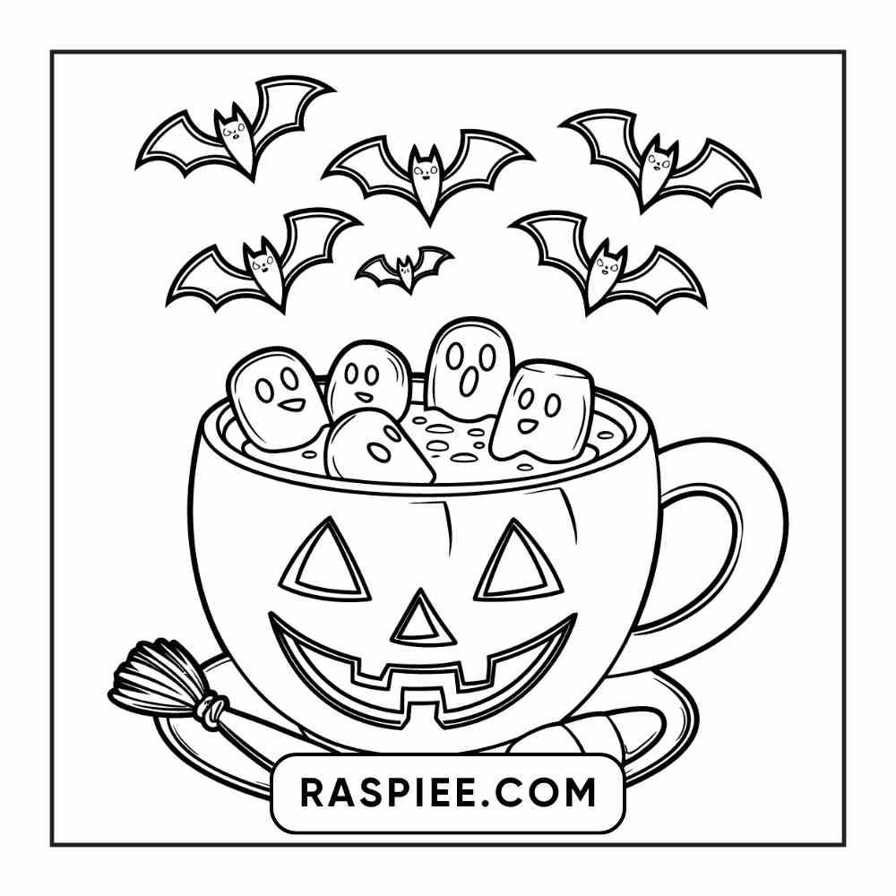 100 Bold Easy Spooky Food & Drinks Coloring Pages Printable PDF Instant Download