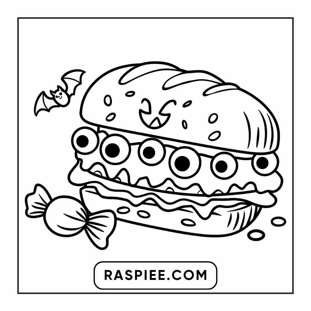 100 Bold Easy Spooky Food & Drinks Coloring Pages Printable PDF Instant Download