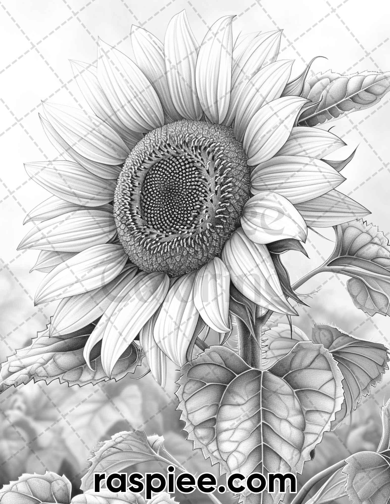 60 Spring Blossoms Grayscale Adult Coloring Pages, Printable PDF Instant Download