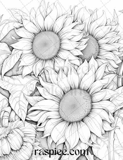 Autumn Vibes Grayscale Coloring Pages Printable for Adults, PDF File Instant Download