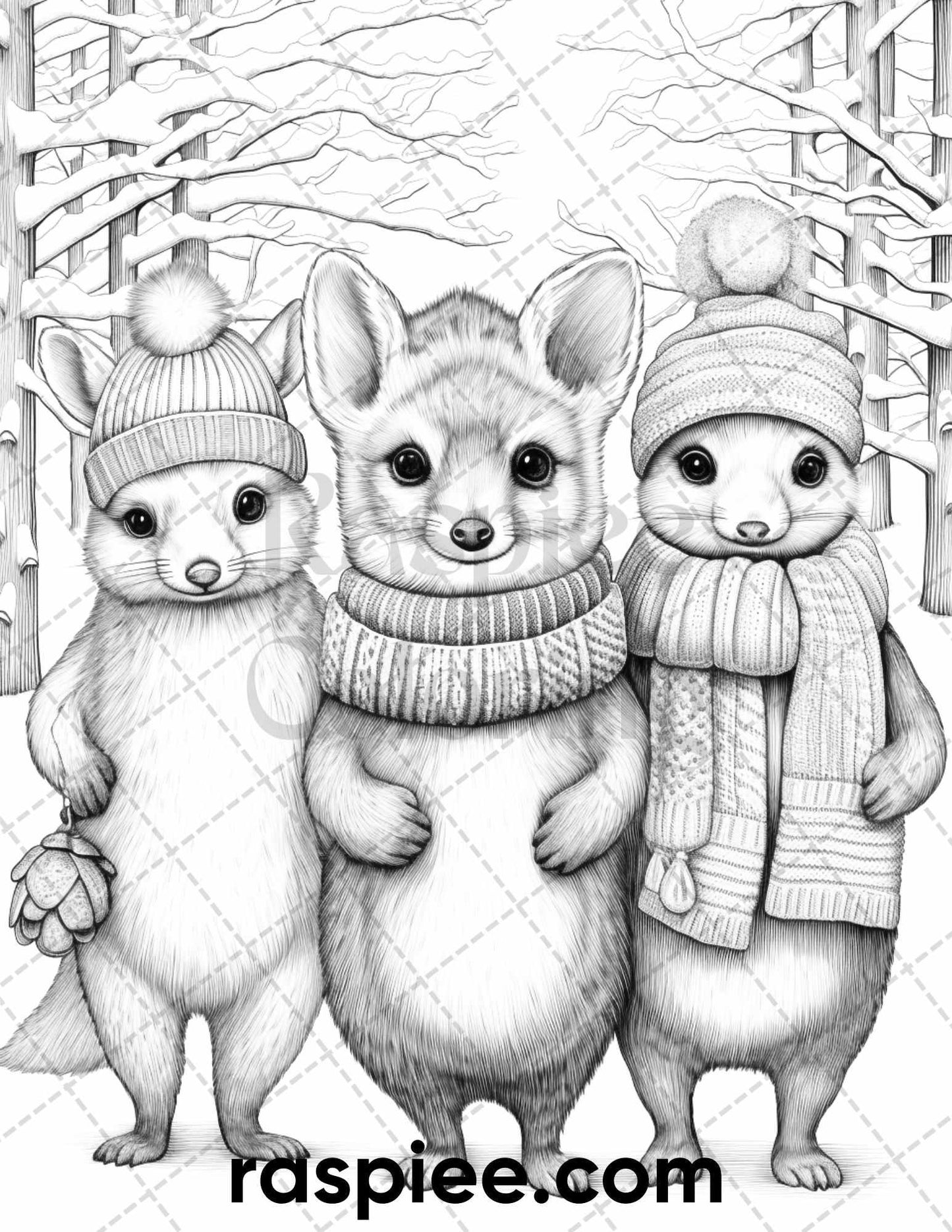 60 Merry Christmas Grayscale Coloring Pages Printable for Adult, Holiday Relaxation Art, PDF File Instant Download