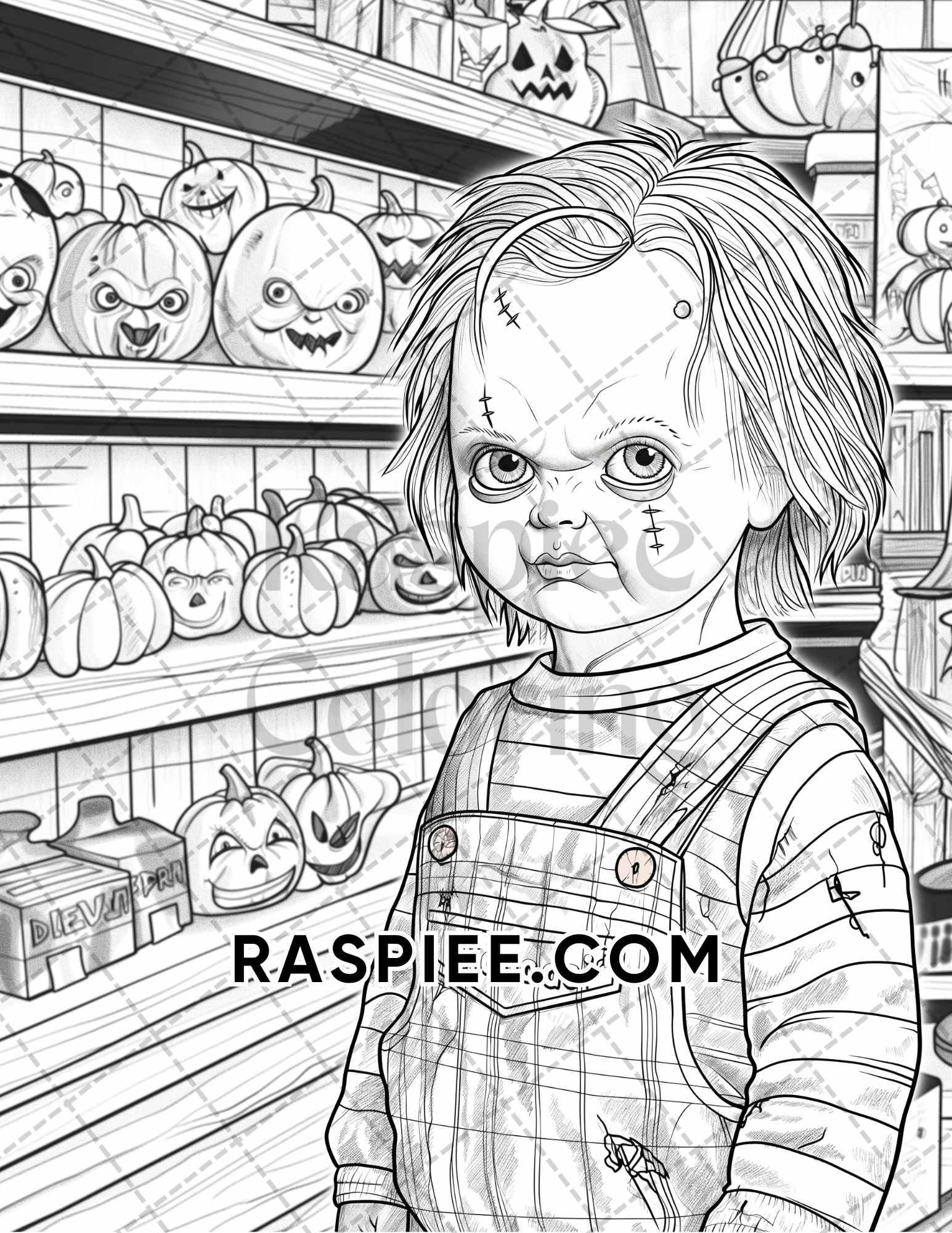 Freak Of Horror Halloween Adult Coloring Pages Printable PDF Instant Download