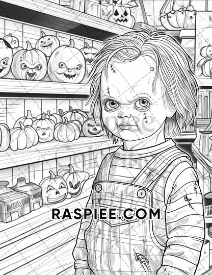 Freak Of Horror Halloween Adult Coloring Pages Printable PDF Instant Download