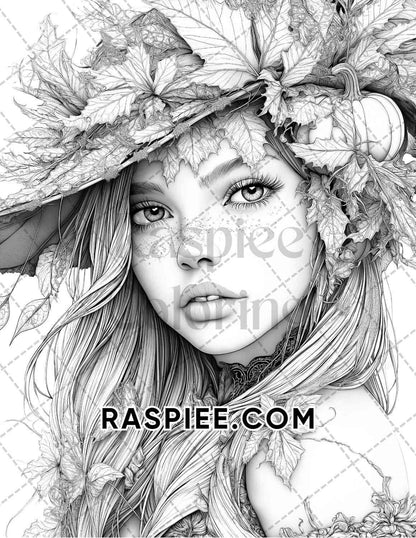 Fairy Beauties Portrait Adult Coloring Pages Printable PDF Instant Download