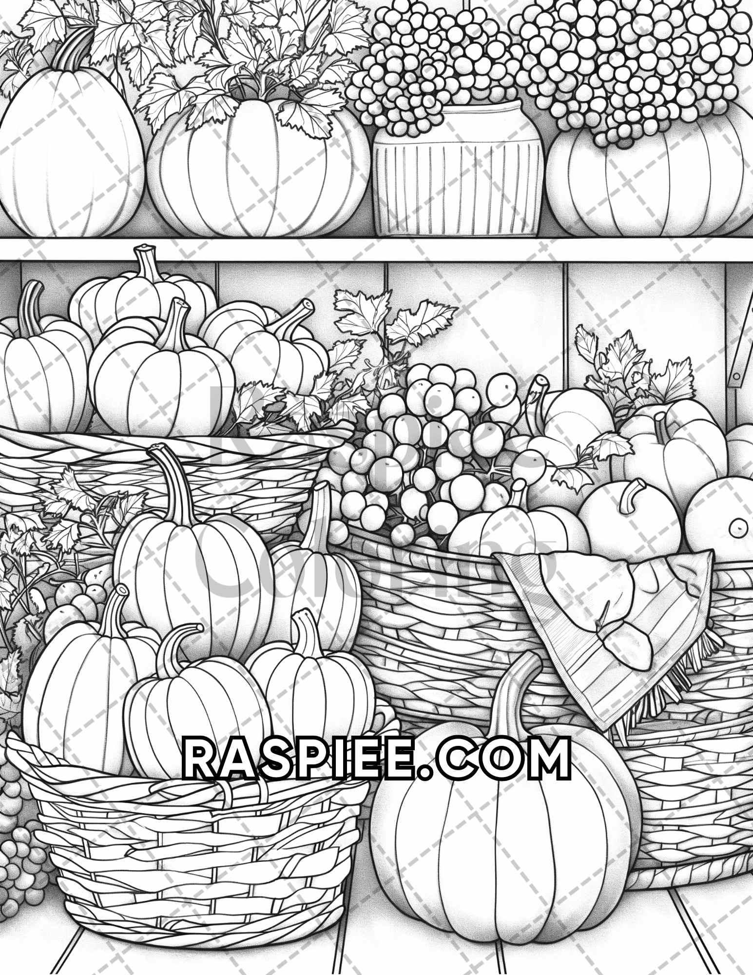 60 Relaxing Autumn Grayscale Adult Coloring Pages Printable PDF Instant Download