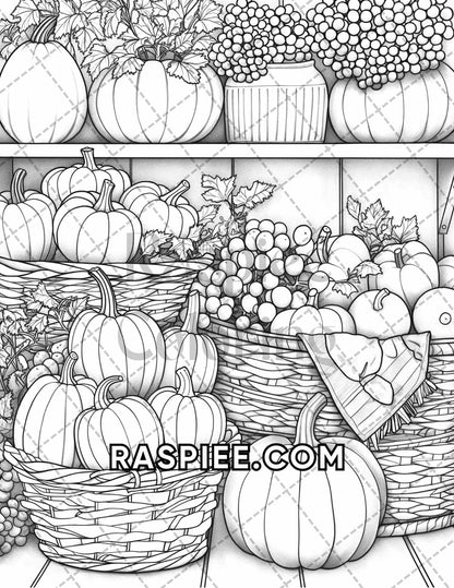 60 Relaxing Autumn Grayscale Adult Coloring Pages Printable PDF Instant Download