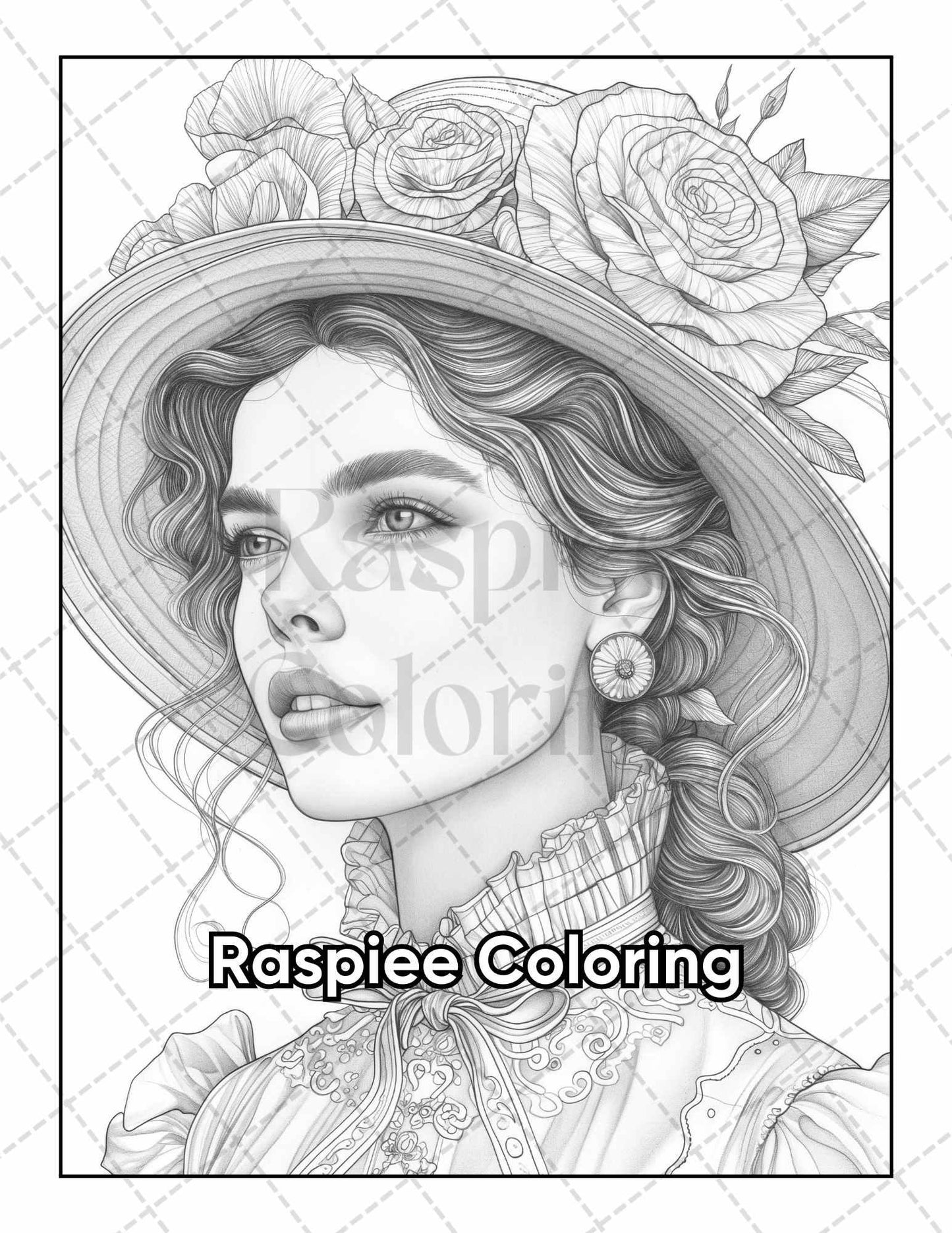 50 Victorian Portrait Adult Coloring Pages Printable PDF Instant Download