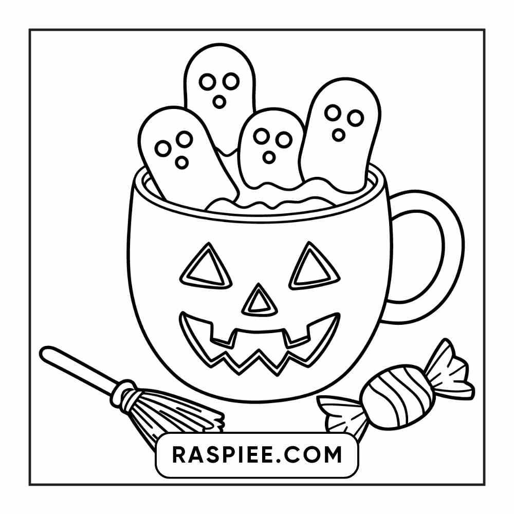 100 Bold Easy Spooky Food & Drinks Coloring Pages Printable PDF Instant Download