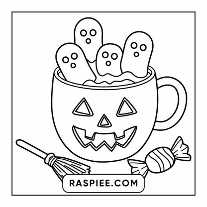 100 Bold Easy Spooky Food & Drinks Coloring Pages Printable PDF Instant Download