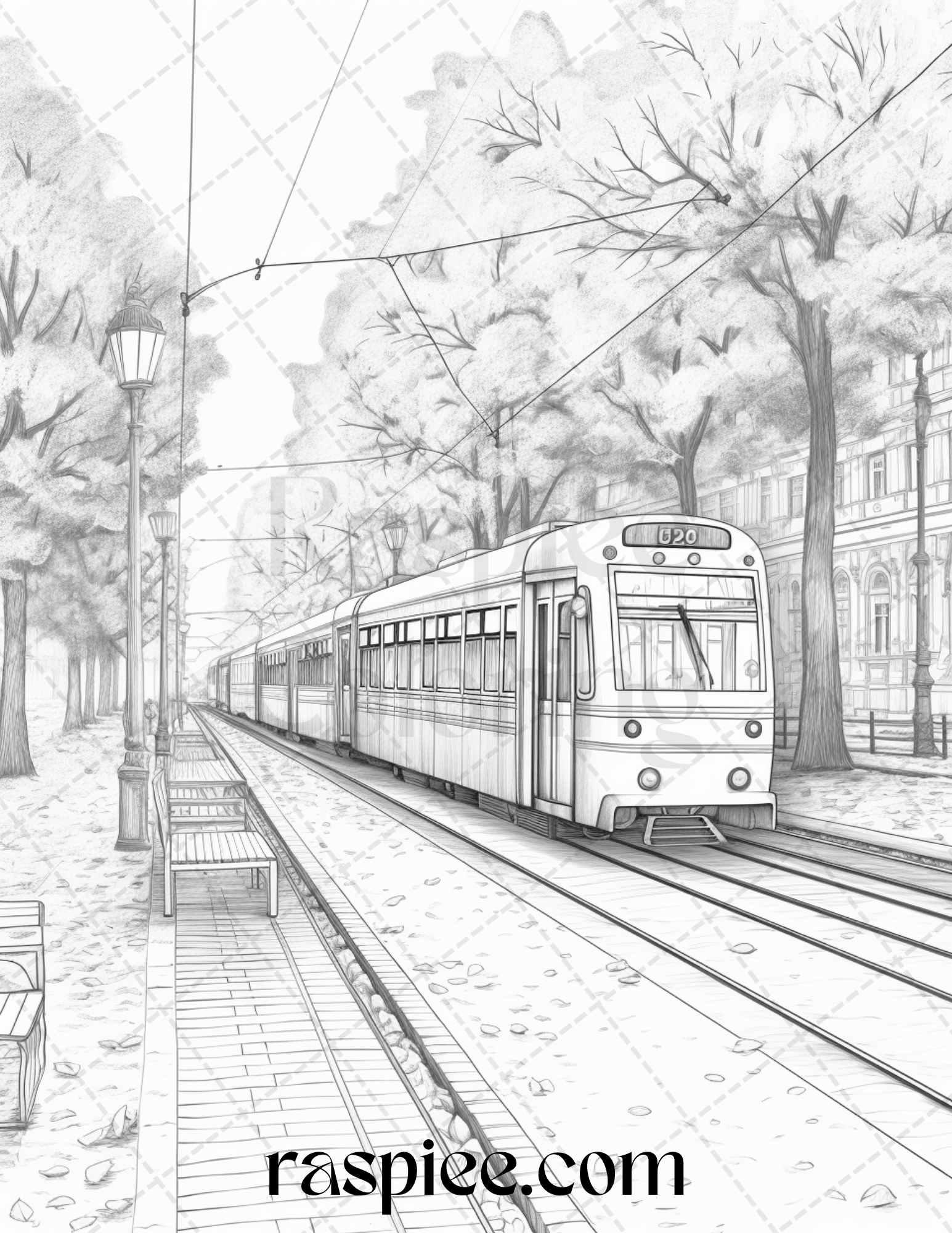 Autumn Scenery Grayscale Coloring Pages Printable for Adults, PDF File Instant Download