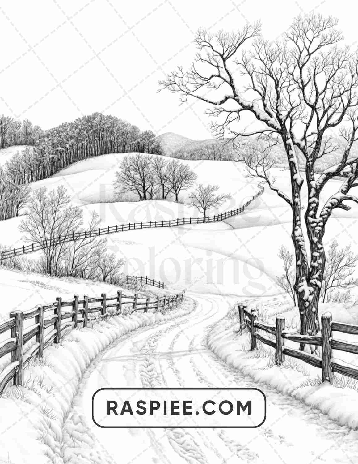 82 Winter Landscapes Adult Coloring Pages