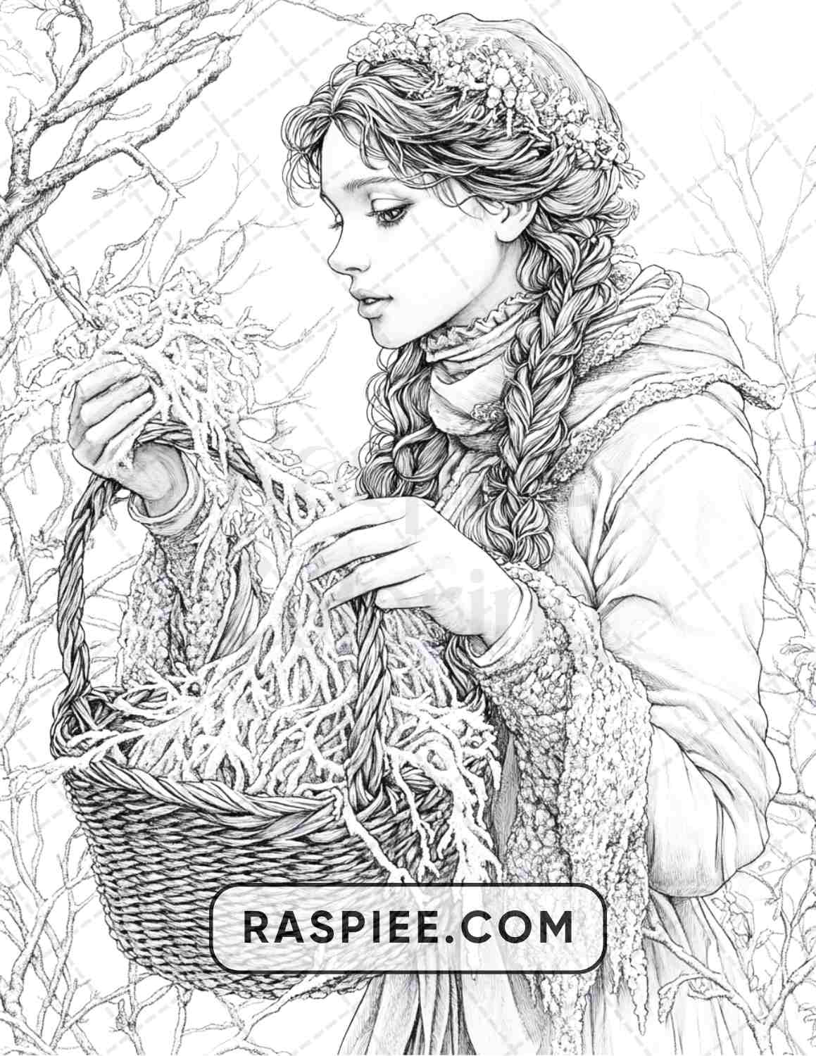 57 Winter Fairytale Portraits Adult Coloring Pages