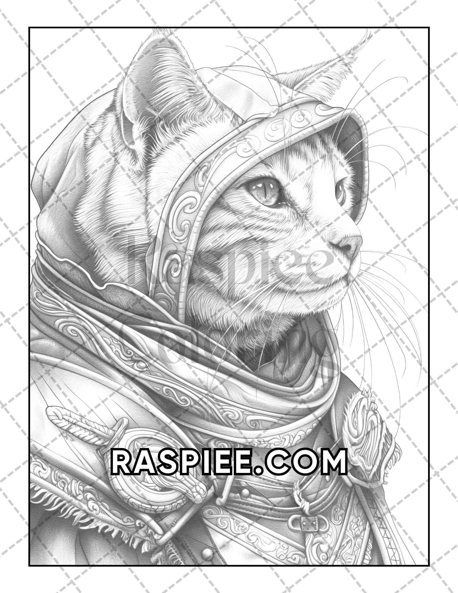 60 Cats Dressed Up Adult Coloring Pages Printable PDF Instant Download