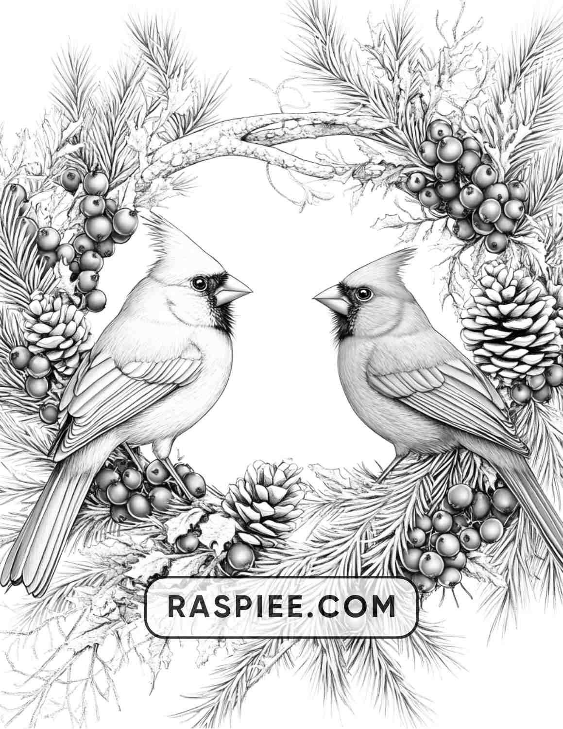 72 Christmas Wreaths Adult Coloring Pages