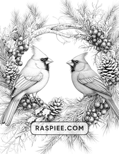 72 Christmas Wreaths Adult Coloring Pages