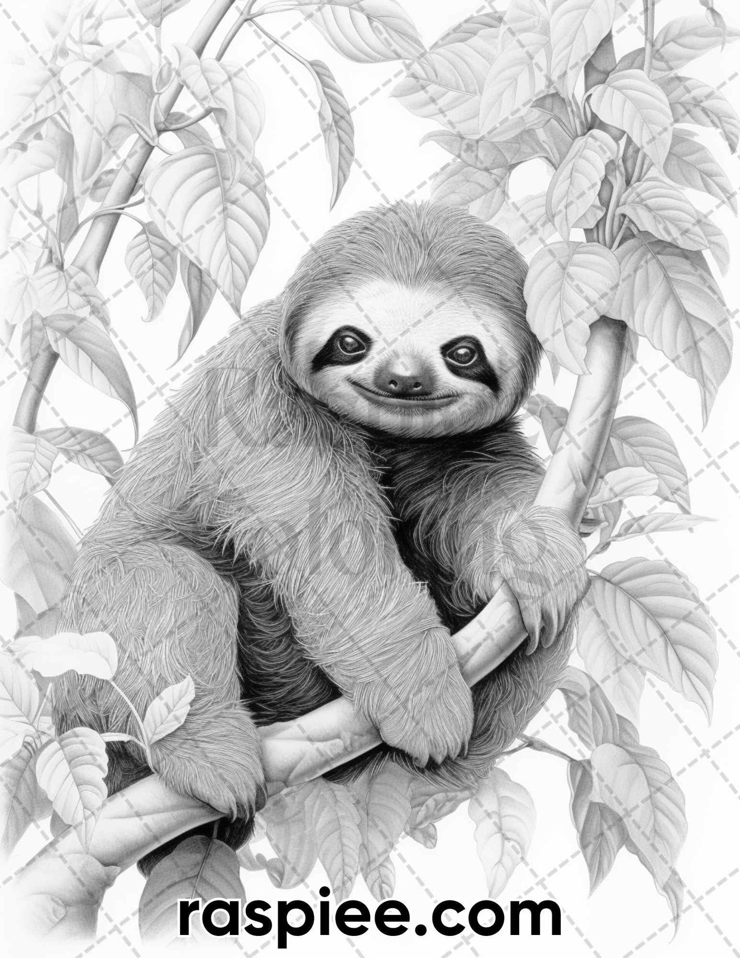 55 Wild Animals Grayscale Coloring Pages for Adults, Printable PDF Instant Download